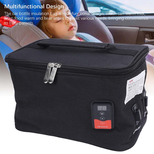 Generic Baby Bottle Warmer Bag, Portable Car Breastmilk Heater Insulated Bag, Adjustable Temperature Multifunctional