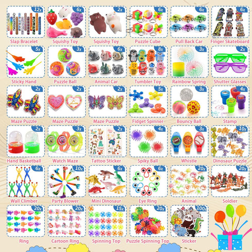 350PCS 4-8 8-12, 3-5 Yutin Prize Box Toys for Kids Classroom, Party Favor Bulk Goodie Bag Stuffers for Kids Pinata