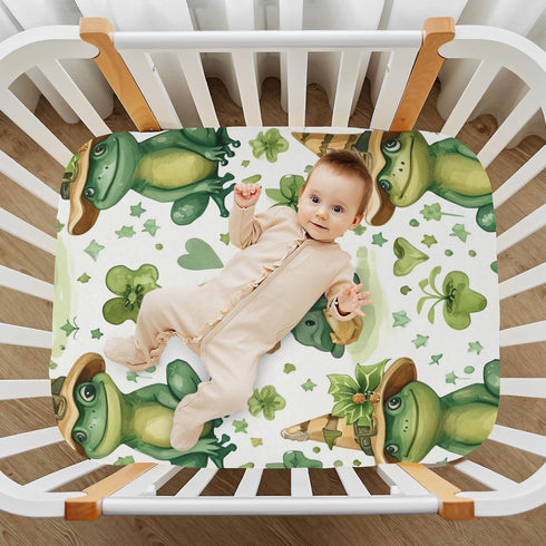 Haskirky 27 39 inches Cute Frogs Baby Crib Sheets for Boys Girls Soft Breathable Elasticity Fitted Unisex Crib Sheet