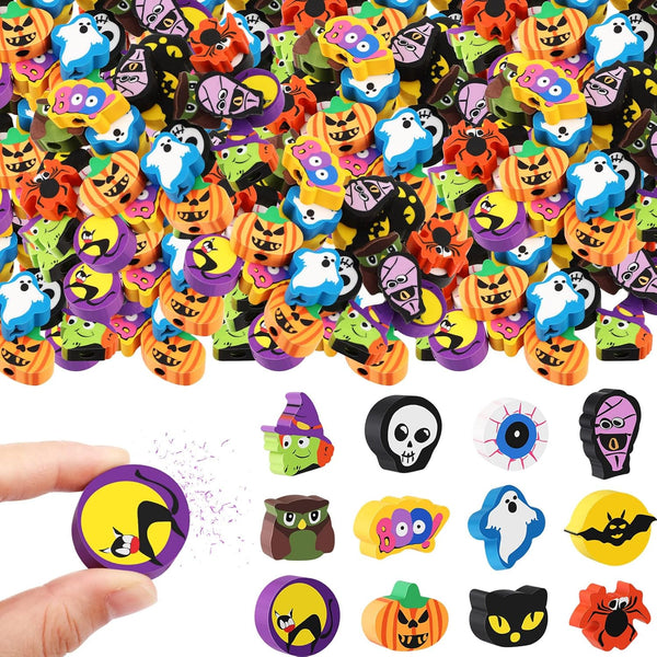 Halloween Large Erasers - Trick or Treat Party Favors Decorative Pumpkin Ghost Spider Erasers Bulk (36 Pcs)