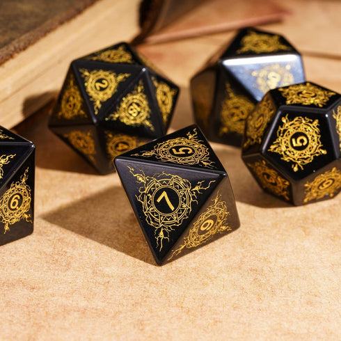 UDIXI Stone D&D Dice Set 7PCS Obsidian Dice with Gift Case for Dungeons and Dragons MTG