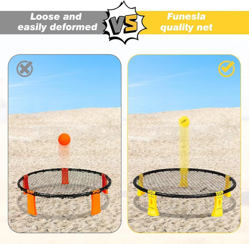 Funeslaball Roundnet Game Set with 3 Balls Kit and Carrying Bag, Beach Lawn Ball Game for Adults and Family, Indoor