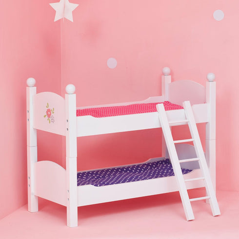Olivia's Little World 18 in. Doll Wooden Convertible Bunk Bed, Gray, Pink, and Purple, Stacked or Unstacked