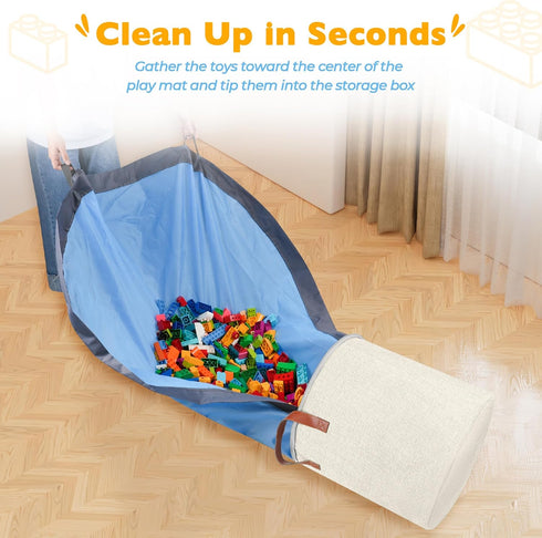 15" 15" 16" SAM AND MABEL XXL Toy Storage Organizer with Play Mat x x Storage Bin for Kids' Playroom, Foldable Nursery