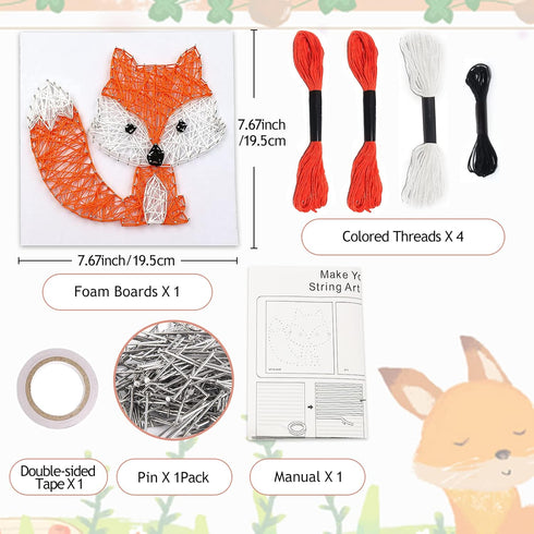 Boqin DIY String Art Kit - Cute Fox Craft Kit with String Art Patterns, Pushpins, Crafting Supplies, String Art Kit for Kids Gift for 9-12 Girls Unique Gift for Home Wall Decorations by Boqin