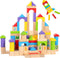 MOMOARI Alphabet Number Wooden Building Blocks Set -100 Blocks in 5 Water Paint