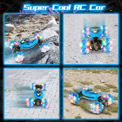 Gesture Sensing RC Stunt Car, 2.4GHz Remote Control Toys with Light Music, 360° Rotation for Kids Age 3-8