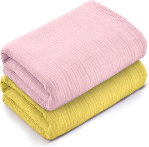 100% 47"x47", Pack 2 Muslin Swaddle Baby Blanket for Boys and Girls, Cotton, Swaddles for Newborns, Soft Breathable