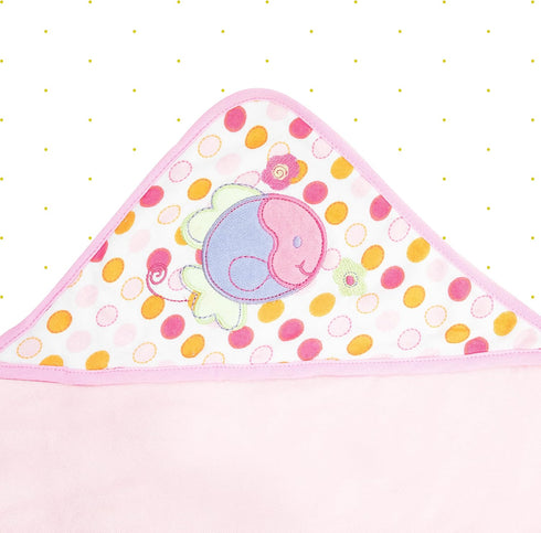 3 Spasilk Baby Bath Hooded Terry Towel with Washcloths, Baby Bath Essentials, One Size, Pink Fish