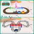 Vunrahsg Set 4-8 Set Playset 4 5 6 7 8+ Electric Train for Kids Ages with Train Tracks & Car Tracks Lights Up Bridge
