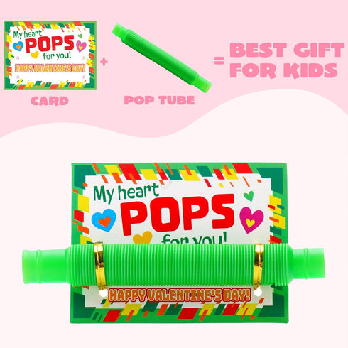 30 Packs JOYIN Valentines Day Pop Tubes Fidget Toys for Kids, Stretchy Tube Stress Relief Fidget Toy for Kids