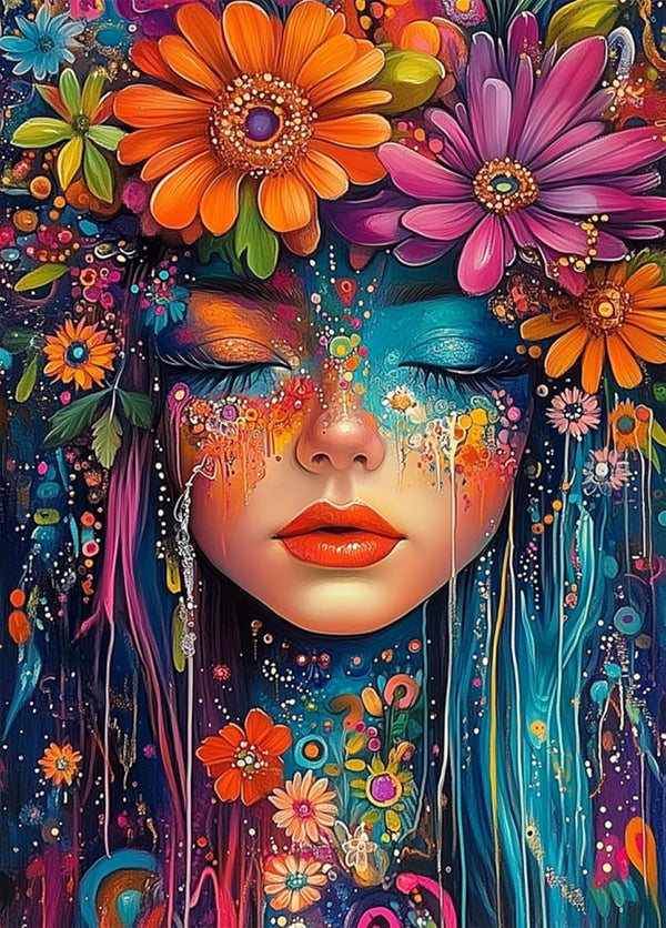 Puzzles for Adults 1000 Pieces, Jigsaw Puzzles with Floral Goddess, with Letters