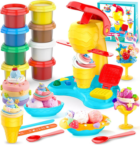 Rodsucs Color Dough Kitchen Creation Sets for Kids Ages 4-8, Ice Cream Maker