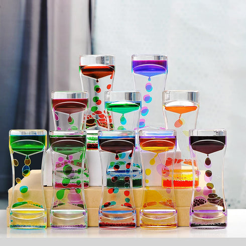 OCTTN Set 9 Liquid Motion Bubbler Timer of Great Desktop Liquid Timer for Fidget Toy, Rainbow Water Timer for Autism
