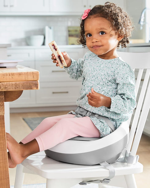Sleek Grey/White Booster Seat for Dining Tables