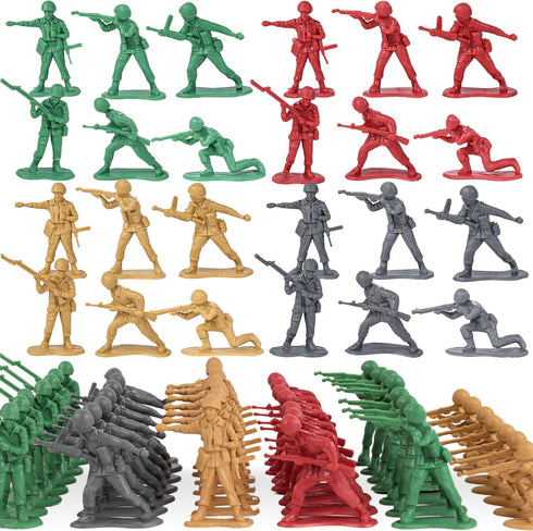 LovesTown 120PCS Army Men Action Figures: Plastic Toy Soldier Figures Playset in Green, Red, Yellow, Silver for Boys