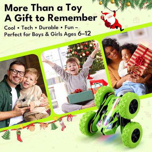 6-12, 4WD 360 Threeking New Remote Control Car RC Cars Toys for Boys Girls Ages USB-C Modular Batteries, Stunt Car