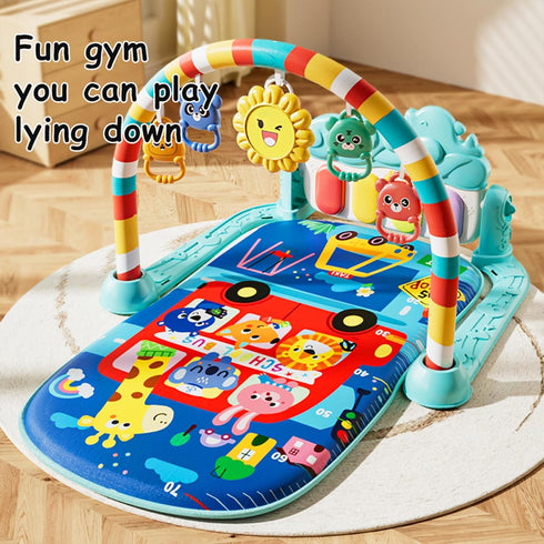 JING SHOW BUSSINESS Tummy 0 3 6 9 12 Baby Play Mat Baby Gym,Play Piano Time Baby Activity Mat, Music and Lights Boy