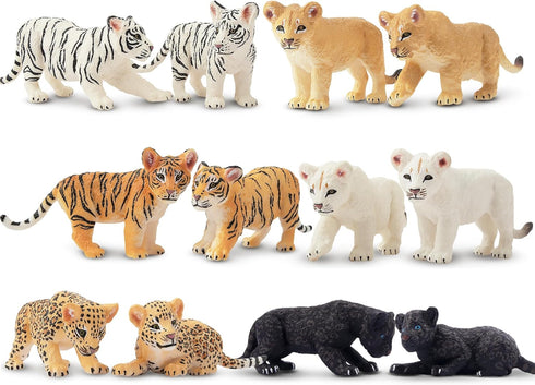 Toymany 12 Safari Animal Figurines Set, High Emulational Plastic Zoo Animals, Cake Toppers for Kids Toddlers