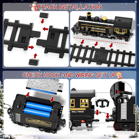 Set 3-4, Sets 3-8 Train for Toddlers Electrical Trains with Track, Light, Sound, Christmas Train for Around The Tree