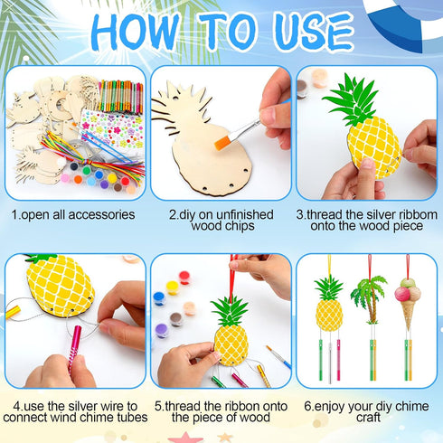 JellyArch 30 Pack Summer Summer Wind Chime Making Kit for Adults Make Your Own Wind Chime Beach Wooden Ornaments