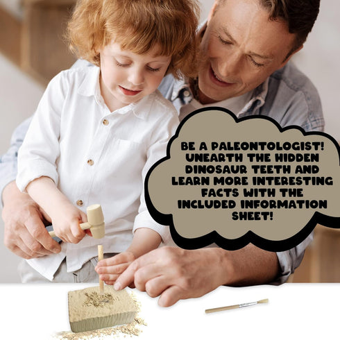 ArtCreativity Dino Teeth Dig and Discover Excavation Kit for Kids with T-rex and Tarbosaurus Fossil Teeth