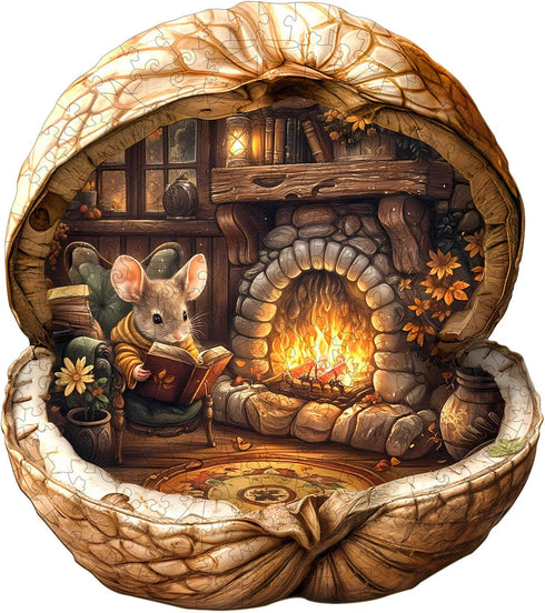 WOODBESTS Wooden Puzzles for Adults - Mouse's Walnut House, Mouse Wooden Jigsaw