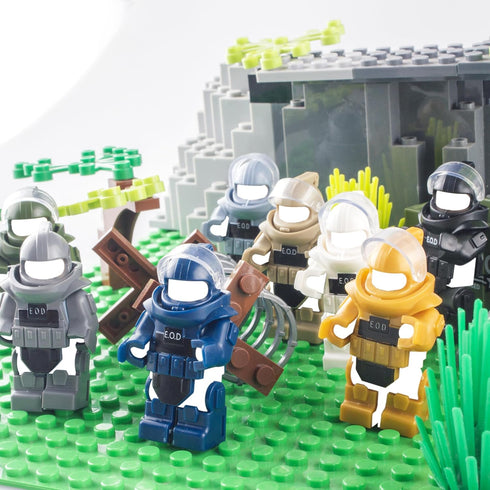 Toy Soldiers Figures, Black Bomb Disposal Suit Armor E.O.D Suit, Military Equipment Custom Minifigure for Ages 3+