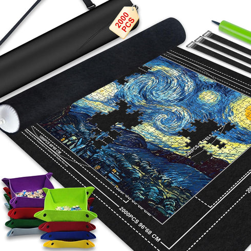 Napzy Jigsaw Puzzle Mat with 8 Sorter Trays, Roll Up Storage for 2000