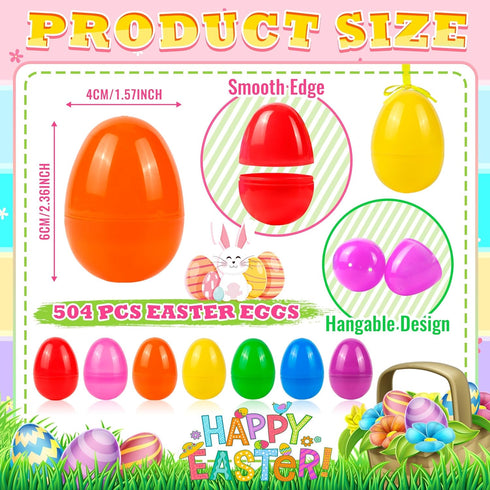 OCTERIC 360Pcs 2.3" Easter Eggs, Fillable Bright Colors Plastic Easter Eggs Empty for Easter Hunt, Easter Basket