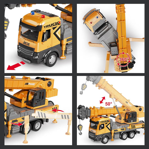 BLUEYAK 3 4 5 6 7 Set 29IN Kids Toys for Years Old Boys, Die-cast Construction Toys w/Lights & Sounds, Crane Arm Alloy