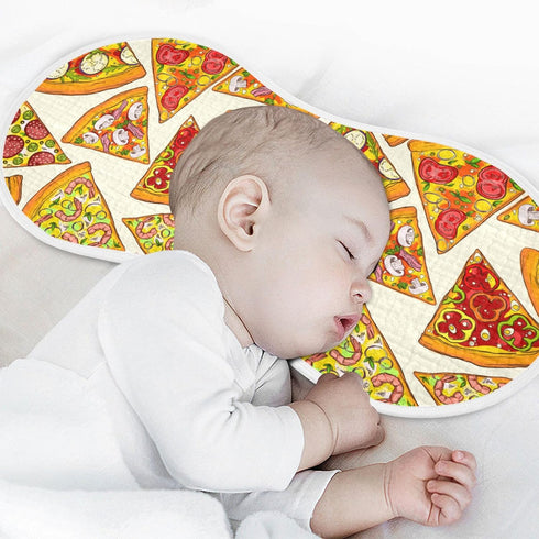 Pizza Slice with Fruit Vegetable Muslin Burp Cloths for Baby, Soft 100% Cotton Washcloths Bibs for Boy Girl