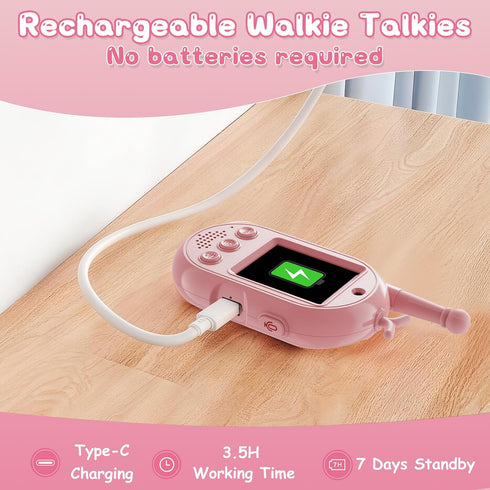 Trigowalt 2 Pack 2 3-12(Pink) Video Walkie Talkies for Kids Toys - Rechargeable Walkie Talkie with Camera
