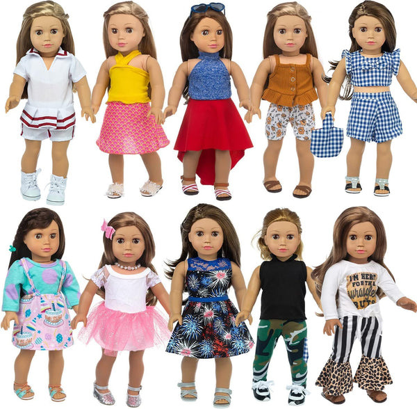 XFEYUE 22 Pcs American 18 inch Doll Clothes Gifts and Accessories, Fit 18