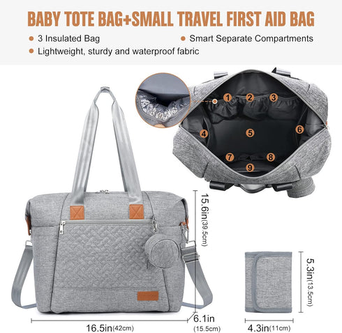 Spacious Waterproof Diaper Tote with Changing Pad - LOVEVOOK Baby Bag