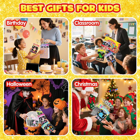 24 Pack 4-8 8-12, FUNNYB&G Foil Art Party Favors for Kids - Foil Art Crafts Kits Coloring Books, Goodie Bag Stuffers