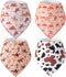 4 Pcs Western Cowboy Baby Bandana Bibs - Newborn Infant Feeding Drool Bibs for Teething and Burp Cloths