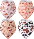 4 Pcs Western Cowboy Baby Bandana Bibs - Newborn Infant Feeding Drool Bibs for Teething and Burp Cloths