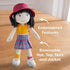 12" 18 HABA Soft Doll Yuki with Black Hair, Embroidered Face, Stylish Bucket Hat and Clothes - Washable Toddler Baby