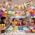 2Pcs Summer Community Ice Cream Party Decorations - Ice Cream Bar Banner & Cone Bunting Decorations for Party, Kids