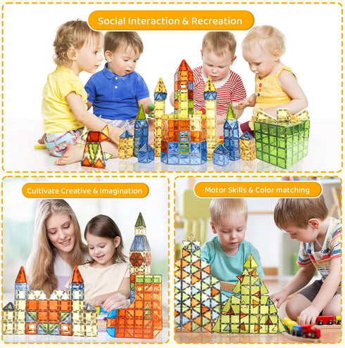 120 2 3D 3 4 5 6 7 8 9+ HarworLife PCS Magnetic Tiles, Diamond Magnet Tiles with Cars Magnetic Blocks STEM Toys Kids