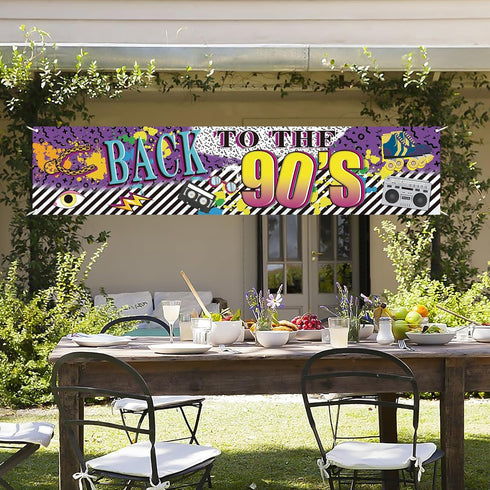 Back to The 90s Theme Party Banner Sign Decorations, Retro 90's Hip Hop Graffiti Backdrop for Birthday Party