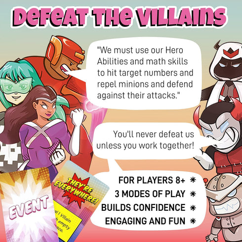 Outnumbered: Improbable Heroes Board Game - A Mensa Award Winning Superhero Math Game | Fun & Educational Game