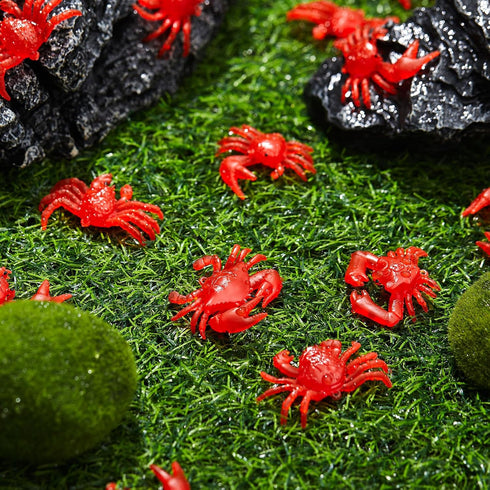 50 Lewtemi Pcs Mini Red Crab/Crawfish Toy Soft TPR Rubber Fake Crab Models Lifelike Crawfish Decorations for Early