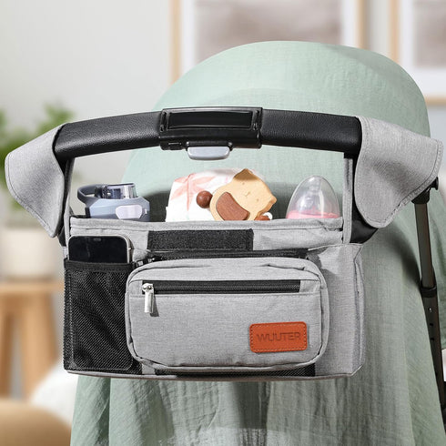 WUUTER Stroller Organizer with Cup Holder Detachable Wristlet Large Capacity Baby Stroller Bag for Mom, Fits Uppababy