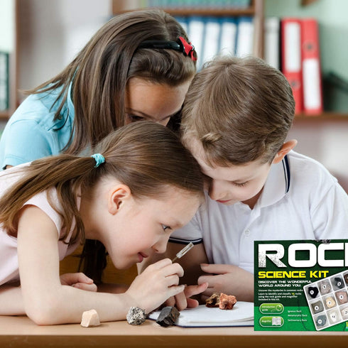 XXTOYS Rock Stone Collection Science Kit, 15pcs Geology Kid Specimens Gift with Magnifier Included
