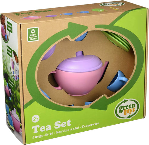 Set, 4C 17 Communication Green Toys Tea Pink - Piece Pretend Play, Motor Skills, Language & Kids Role Play Toy. No BPA