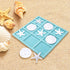 Sumind Tic Tac Toe Game - Beach House Decor Wood Coastal Board Game for Home Beach Starfish Decor (Blue)