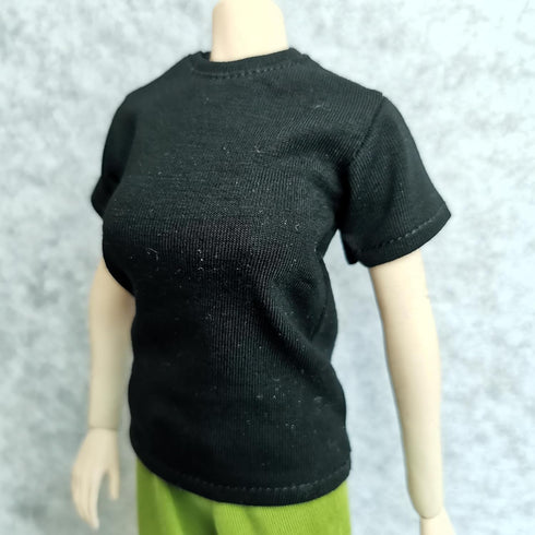 1/6 Custom Scale 2X T-Shirt Clothes for 12" Female TBL Phicen Jo Action Figure Doll Clothes Toy (Black+White)