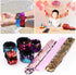 Childom 20 Pack Slap Bracelets - 2-Color Reversible Charm Bracelets with Sequins & Color Ball Head